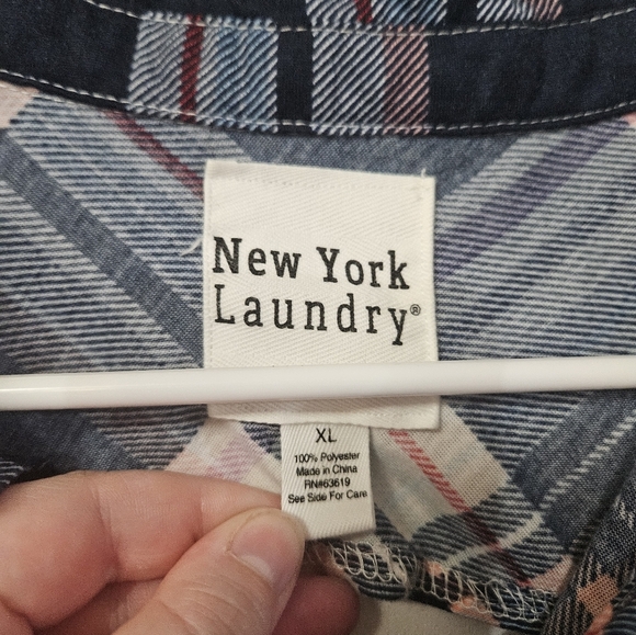 New York Laundry Plaid Tie Front Button Down Sleeveless Top! - Picture 2 of 5